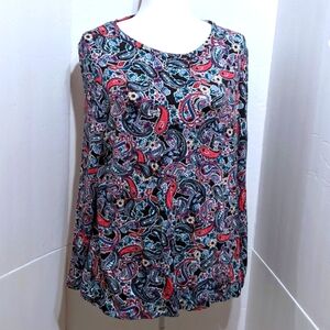 Rafaella Women's Studded Paisley Long Sleeve Top. Size XL